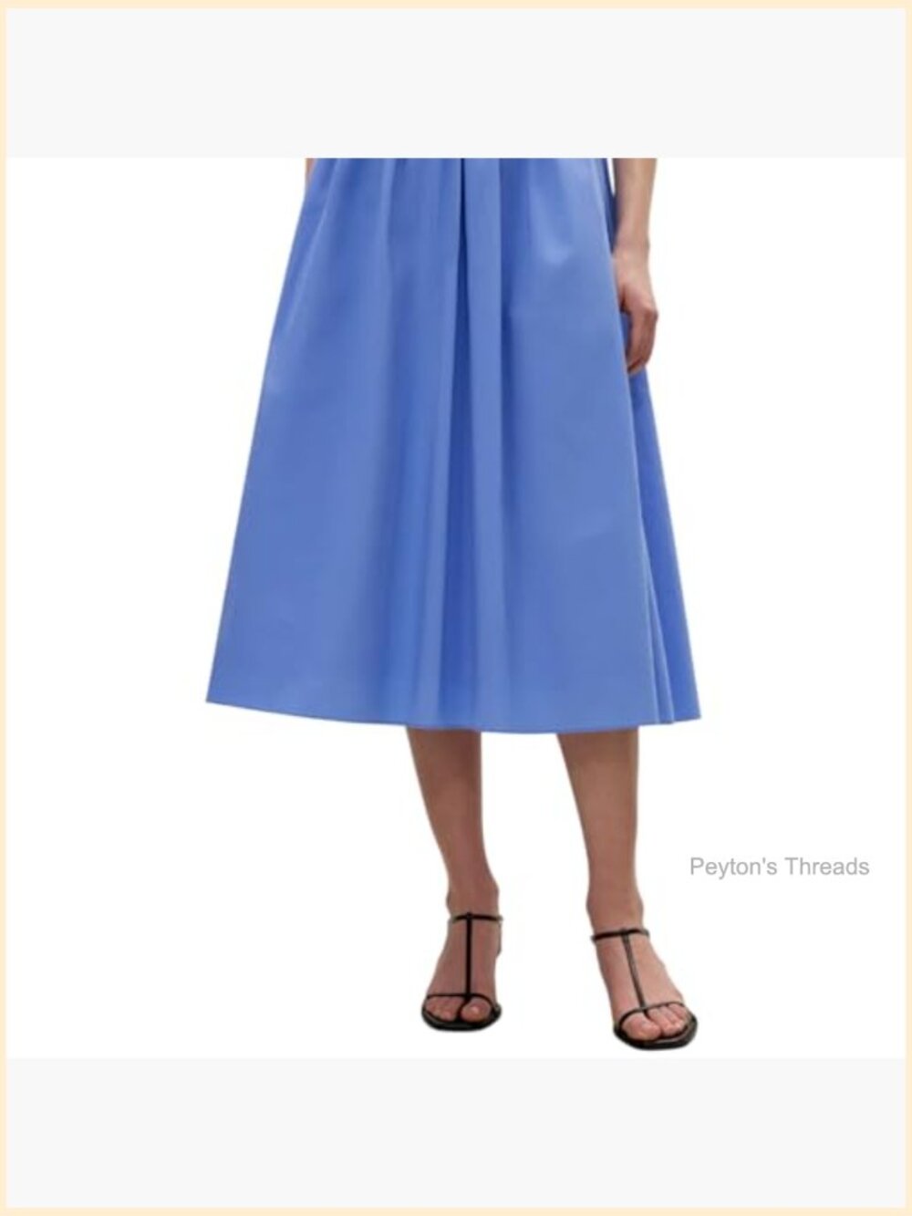 Puff Sleeve Smocked Bodice Midi Dress Cotton Poplin - Picture 3 of 7